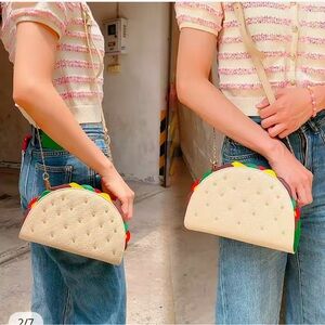 Taco shaped purse with chain strap